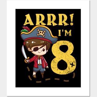 8th Birthday Pirate Captain Posters and Art
